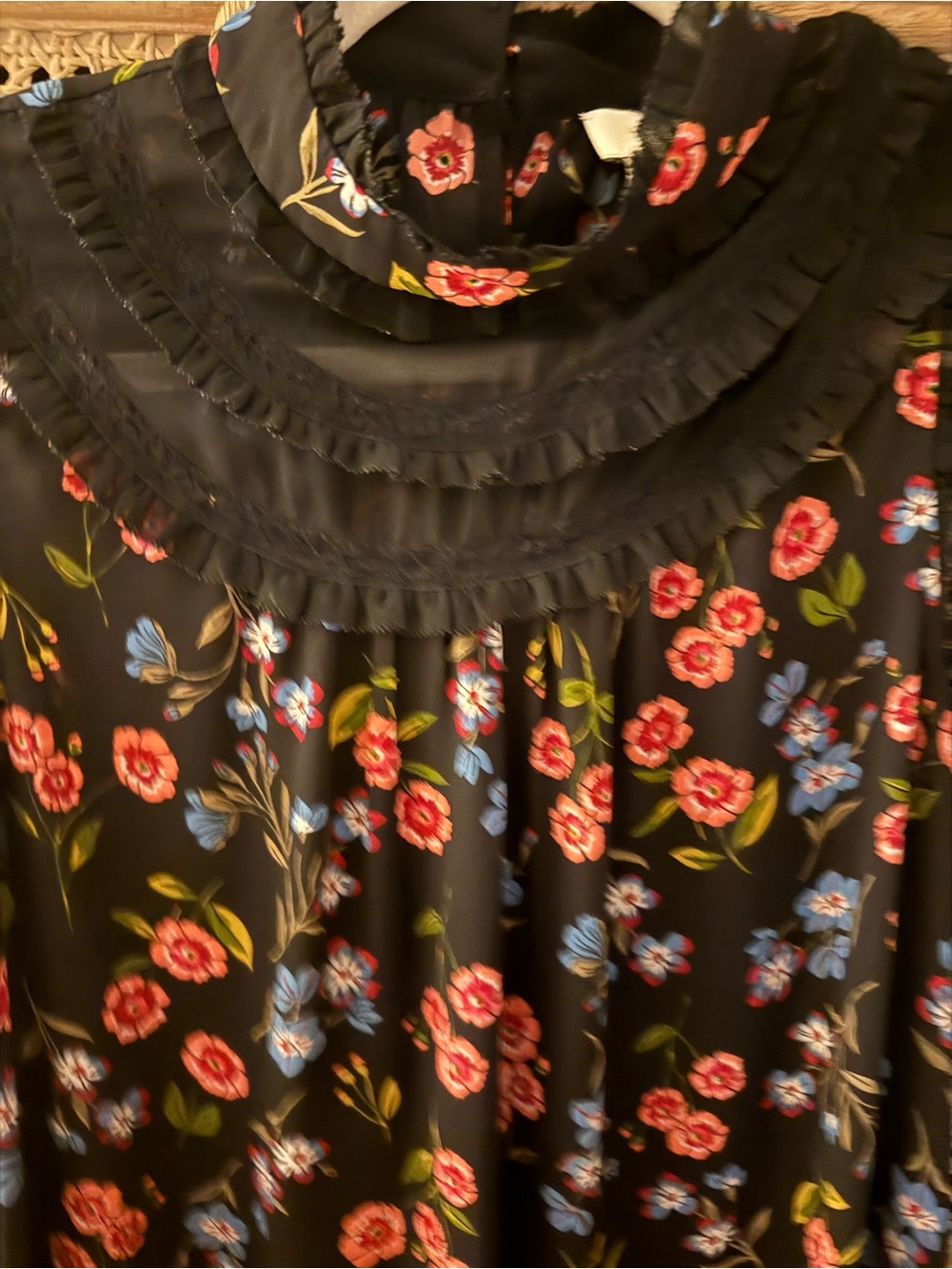 Kare Spade Black Floral Ruffle Sleeveless Top